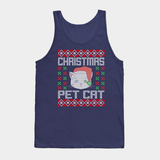 Christmas Pet Cat Ugly Christmas Sweater Tank Top by MZeeDesigns